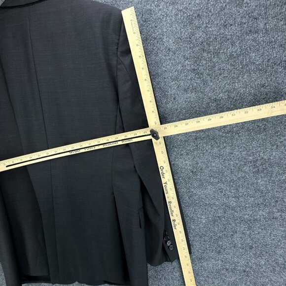 Hickey Freeman Suit Jacket Mens 42R Black Worsted Wool‎ 130s Silk Loro Piana USA - Picture 15 of 16